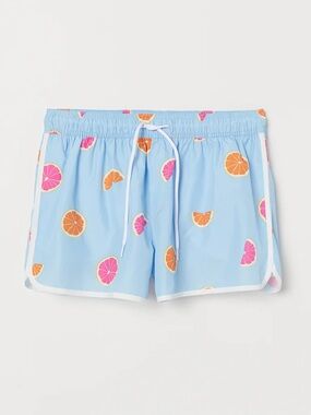 H&M Men’s Orange Slice Swim Shorts Citrus Fruit Blue